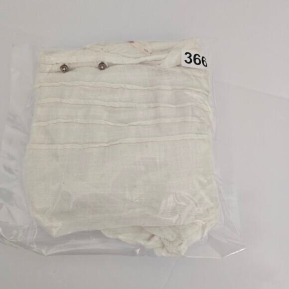 Free People Boho Fringe Hem V-Neck Blouse Sz S Flared Sleeve Ivory Peasant Goth - Picture 9 of 9